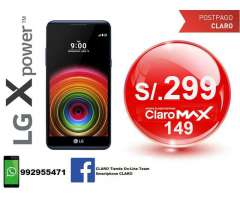 LG X Power K220F, en S&#x2f; 9 en plan postpago Claro MAX 149 WhatsApp992955471