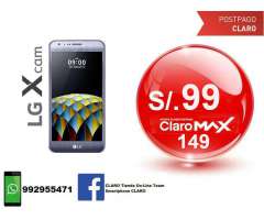 LG X CAM K580F, en S&#x2f; 99 en plan postpago Claro MAX 149 WhatsApp992955471